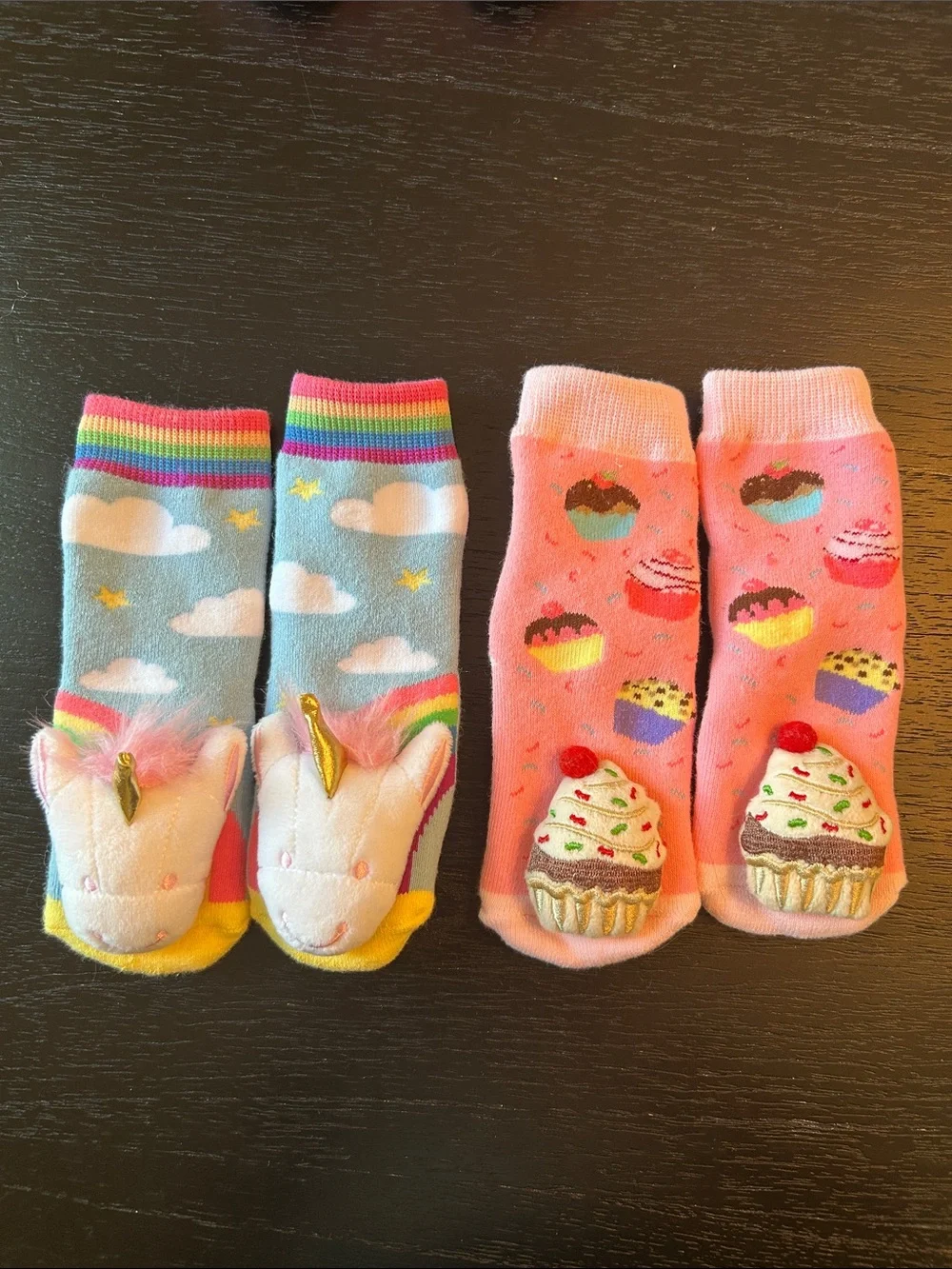 NWOT! Kids Unicorn and Cupcake Grip Socks - Pink, Blue